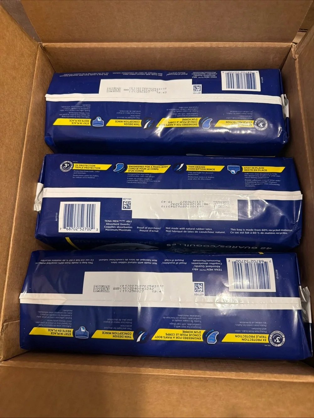 TENA Incontinence Guards for Men, Maximum Absorbency - 144 Count (3 X 48)